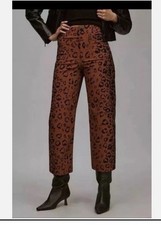 Anthropologie Maeve Colette Cropped Wide Leg Pants Womens 28 Leopard Modern