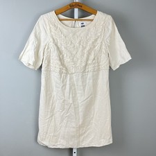 Old Navy Ivory Shift Dress Womens M Lace Overlay Short Sleeve Casual Boho