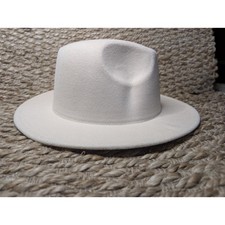 Ivory Wool Felt Hat Wide Brim Fedora Wedding Party Church Spring Summer