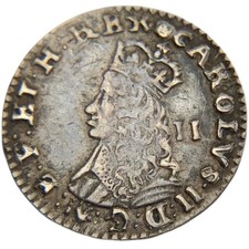 ND (1660-62) England Great Britain 2 Pence Charles II S-3317 Small Silver 5J