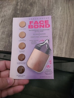 Urban Decay Face Bond Waterproof Foundation 5 Sample Card NEW 