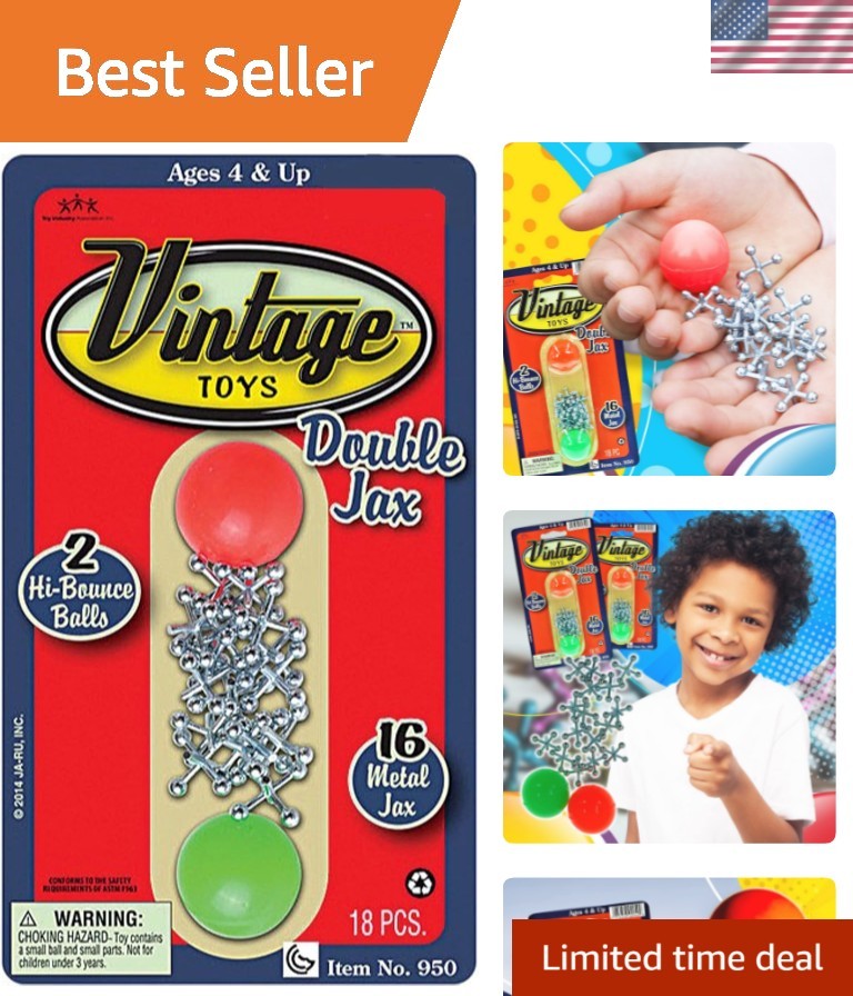 Juego Vintage Metal Jacks Juego con 2 Bolas Hinchables Coloridas - Clásico Diversión Familiar