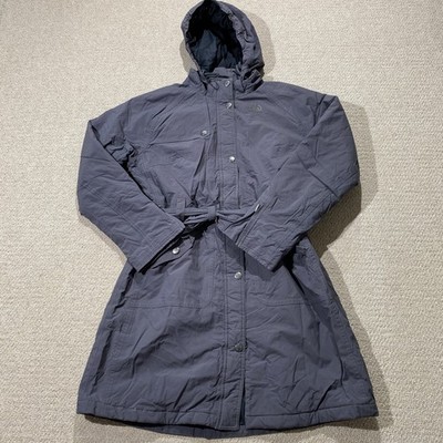 The North Face Hyvent Jacke Damen Large Flieder Grau Lang Regenmantel Kapuze Reißverschluss