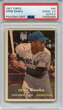 1957 Topps Ernie Banks #55 Signed PSA 2.5 DNA AUTO 9 HOF Baseball Card Cubs