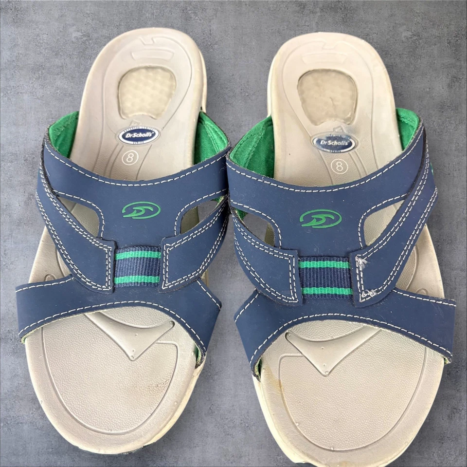 Sandalias Dr. Scholls Advanced Comfort para mujer talla 8 deslizables azules punta abierta sin cordones Foto 2 de 4