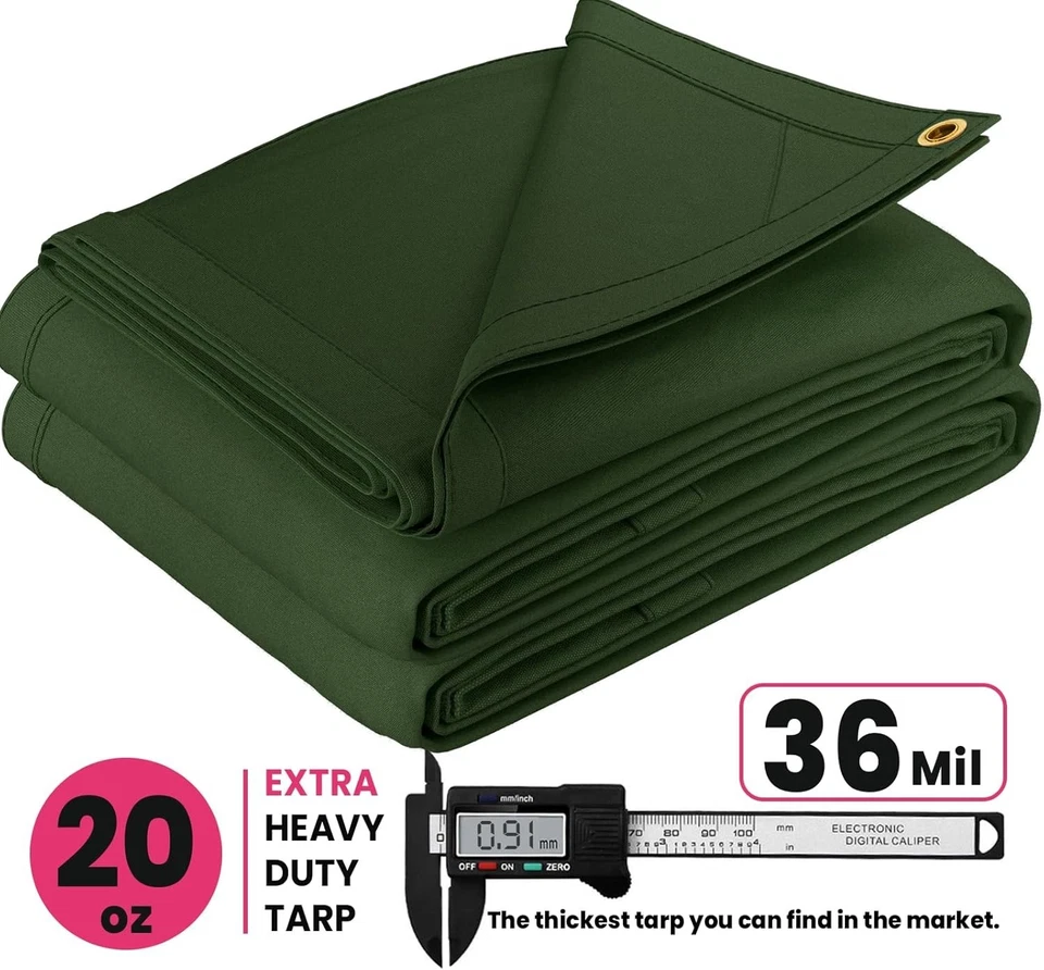 PROTARP Heavy Duty Canvas Tarp Water & UV Resistant, 100% Virgin Tarpaulin Cover - Image 1 of 1