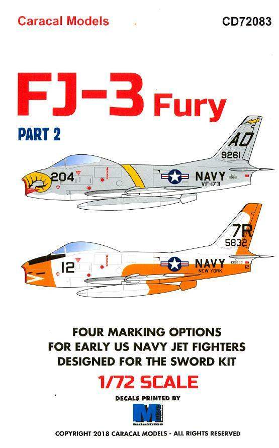 Caracal 1/72 decals CD72083 Pt2 for the US Navy FJ-3 Fury by Sword Models Caracal 1/72 decals CD72083 Pt2 for the US Navy FJ-3 Fury by Sword Models