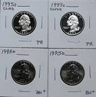 1995P BU+, 1995D BU, 1995S Clad PR, 1995S Silver PR Wash. QTS 5A17CPC-1-2-3-4