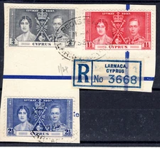 Cyprus 1937 sg 148-150 GVI Coronation set Fine used