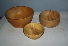 3 Different Hand Turned Solid Box Elder Wood Bowls by John Kaminski