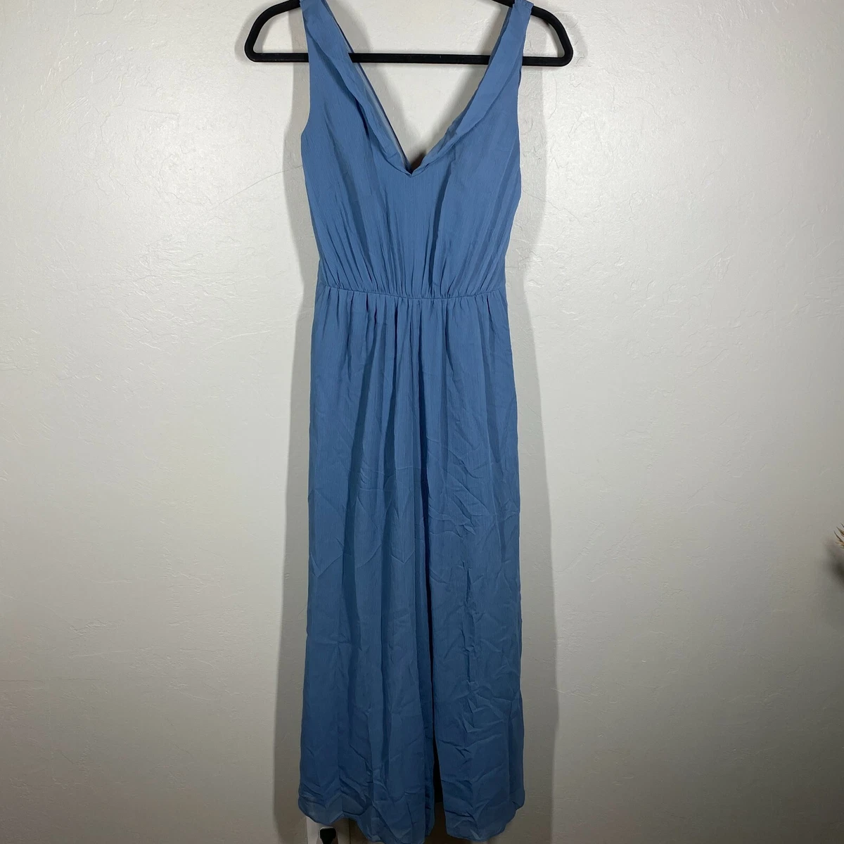 DAVID s BRIDAL Periwinkle Blue Chiffon Maxi Dress Flowy Slit