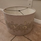 RARE Pottery barn Textured burlap Crewel Embroidered Floral MEDIUM lamp shade