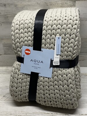 Aqua Home Chunky Knit Throw Blanket Warm Soft Cement Grey 50