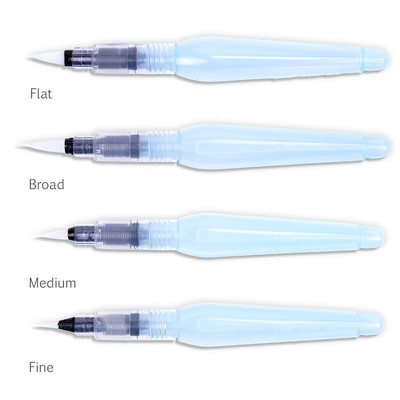 Pentel - Aquash Water Brush Pen - 10ml Tank - ''4er Pack'' - fein, mittel, breit & flach