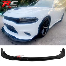 Fits 15-23 Dodge Charger SRT V3 Style Front Bumper Lip ABS Matte Black 4PC