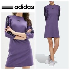 Adidas Sz Medium 8 10 Mini T-Shirt Dress Purple Ribbed Athletic ww