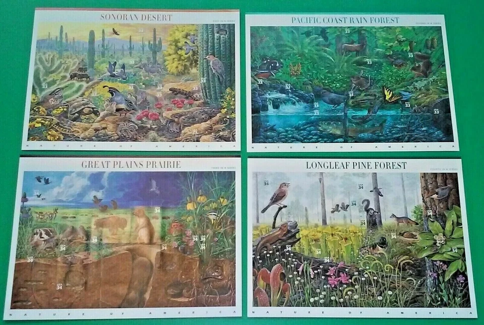 Complete Set of 12 NATURE OF AMERICA Sheets US Postage Stamps USA Sc 3293 - 4474 - Image 3 of 4