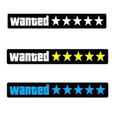 1pc Wanted 5 Star Car Front Rear Window Glow Panel Lamp Blue LED Light Sticker