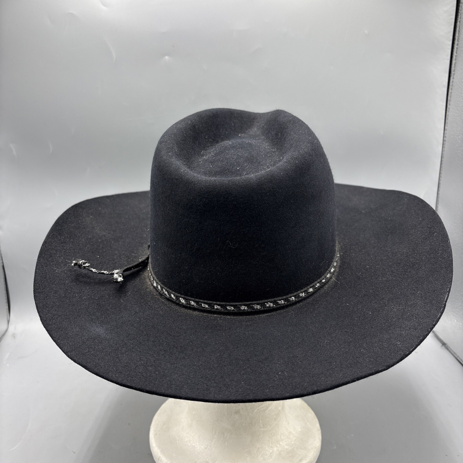 Vintage Wrangler Leather 4X Beaver Black Cowboy Hat Size 6 7/8 Made in Texas USA image 5