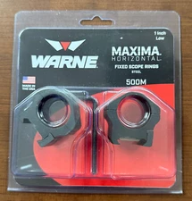 Warne Maxima 500M 1 Inch Low Scope Rings - NEW FREE SHIPPING