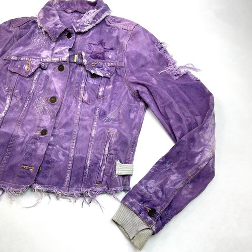 Customized Homemade Tie-Dye Button Up Purple Streetwear Denim Jacket Women’s S/M - Picture 5 of 17