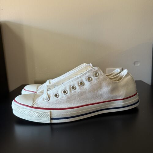 Size 11.5 - Vintage 90s Converse canvas White sneakers made in USA VNDS