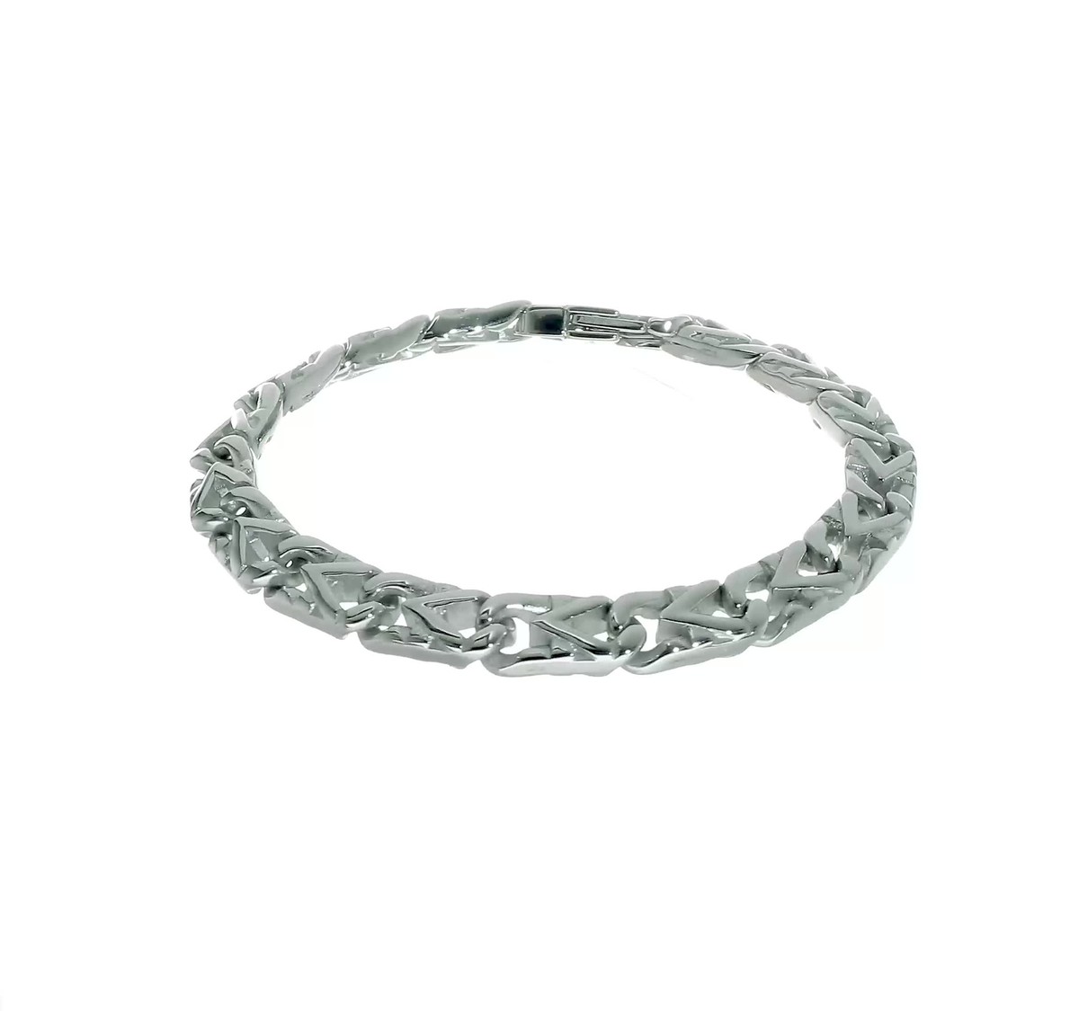 エル M.U.L プレートブレス Chisel Stainless Steel Polished 8mm 8.5 inch Fancy Link Bracelet