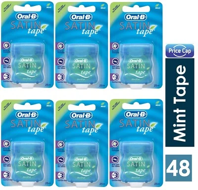 48 x Oral B Satin Tape Mint 25m/27y d | Mint Dental Tape | Comfort Grip