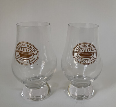 TWO Glencairin Glass Classic Malts Of Scotland Whisky Sample Taster Glasses -C35