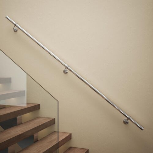 Rothley Internal Handrail Polished Silver 2.4m Easy Fit Staircase Bannister Kit - Picture 1 of 7