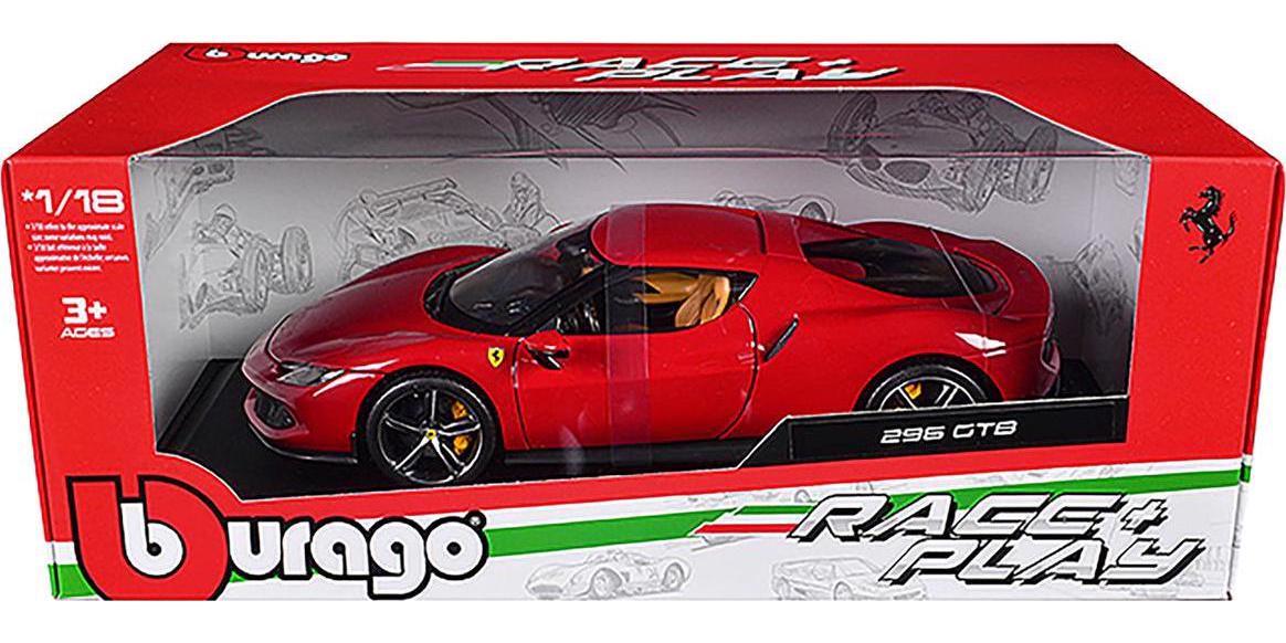 Ferrari 296 GTB Red Race + Play Series 1/18 Diecast Model