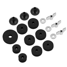 18 Pieces Cymbal Felt Pads Washers Stand Sleeve Hi Hat Drum Accessories Black