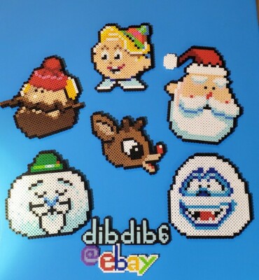 Rudolph Christmas ornaments set kandi rave perler edc PLUR sprite hama art  santa