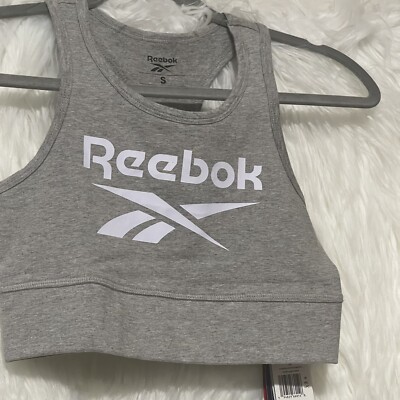 reebok womens identity big logo sports bra size s nwt
