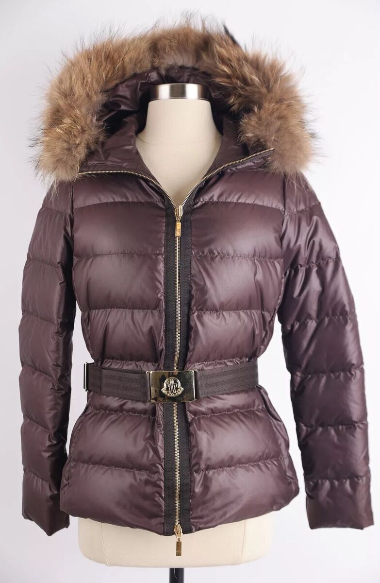 Moncler Belted Down Jacket w/ Fur Hood SZ 1/S Brown MINT | eBay Moncler Belted Down Jacket w/ Fur Hood SZ 1/S Brown MINT | eBay