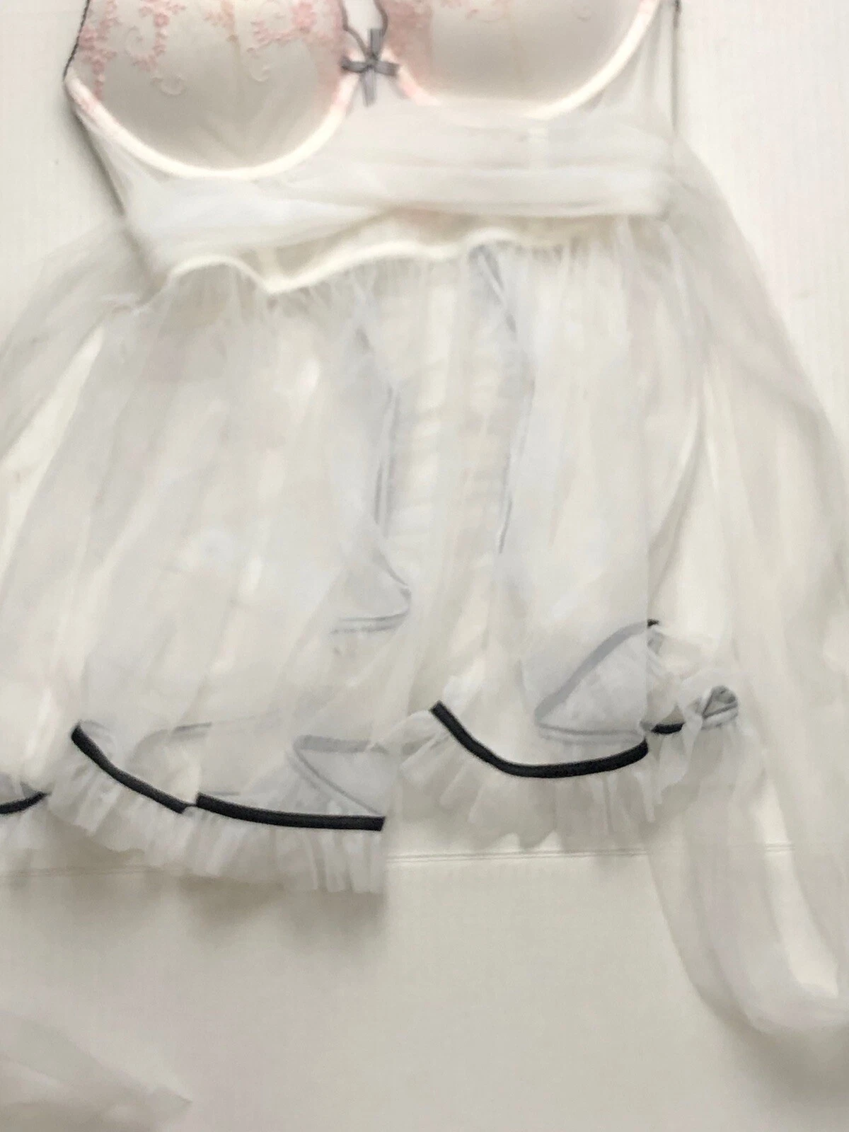 UNDERCOVER Abito babydoll Victoria's Secret 36C bianco rosa maglia tulle sposa top