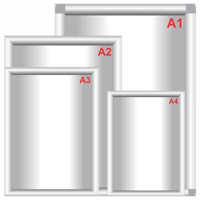 A1/A2/A3/A4 Silber Schnapprahmen Poster Halter Display Einzelhandel Wand Aushang Tafel