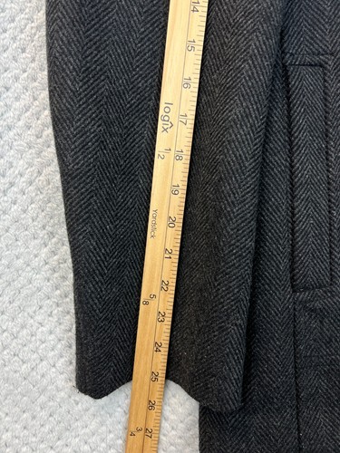 Ben Sherman Wool PeaCoat Mens Med Double Breast Herringbone Preppy Quiet Luxury - Picture 15 of 21