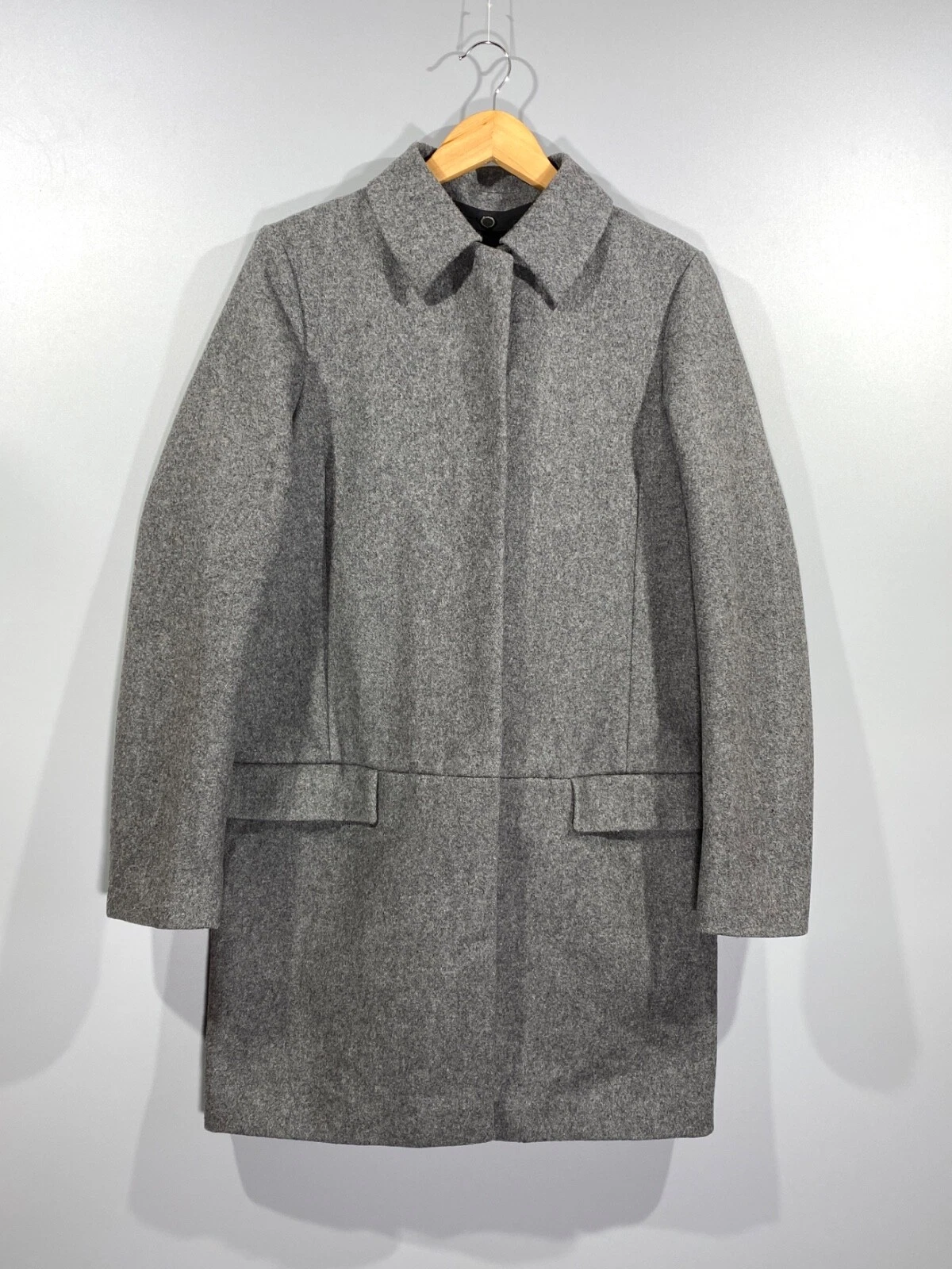 Cappotto lungo ACNE BY ACNE STUDIOS donna mezzo foderato misto lana grigio colletto tg 38