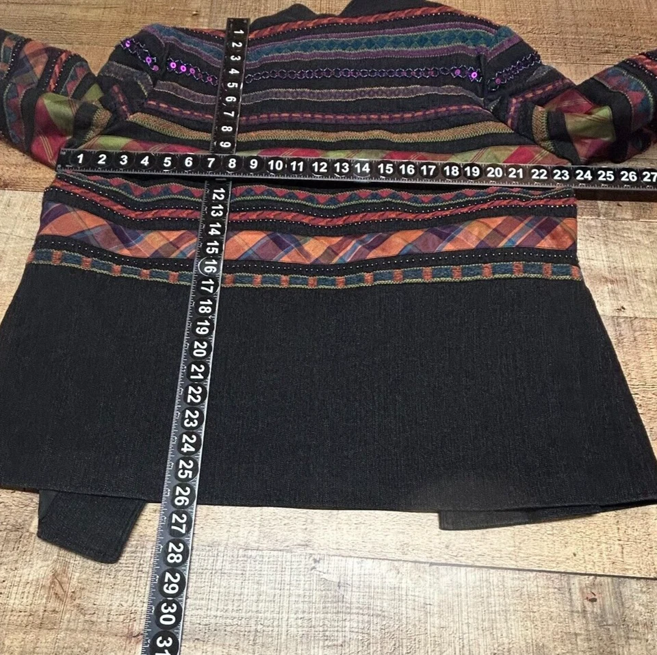 Coldwater Creek Jacket Womens 18W Black Southwestern Denim Open Boho Blazer - Image 3 of 4