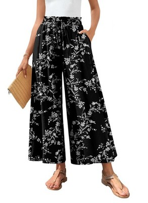 Womens Plus Size Palazzo Pants Dressy Casual Wide Leg Gaucho Pant Business Fl...
