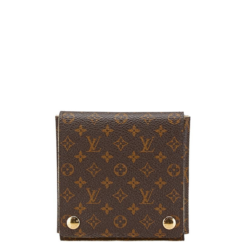 Louis Vuitton Monogram Accessory Case Brown PVC Suede Ladies Bag Preowned