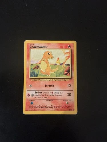 Pokemon Charmander Card Vintage Base Set #46/102 WotC 1999