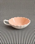 Oyster & Pearl Pink On White (milk Glass)Handled Nappy Sauce Serving Bowl VTG