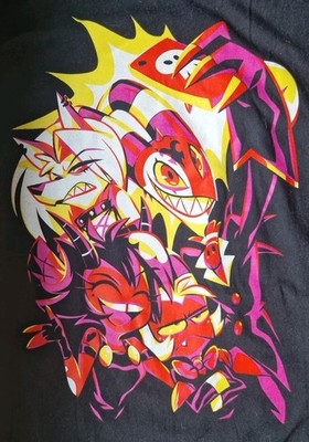 Helluva Boss Selfie Time Shirt L Gildan, Shark Robot,Loona, Blitzø,Millie Moxxie