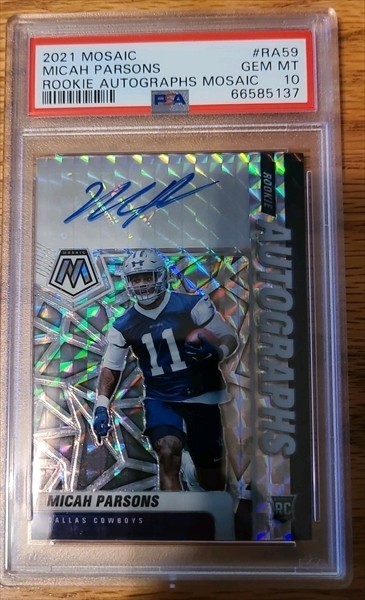 2021 PANINI MOSAIC ROOKIE AUTOGRAPHS MOSAIC #RA59 MICAH PARSONS RC AUTO PSA 10