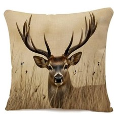 New IBILIU Stag Deer Throw Pillow Cover 18X18,Whitetail Deer Cotton Linen