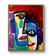 Original Art Bound by Color 14x11 Modern Abstract Face Expressionism Acrylic Art