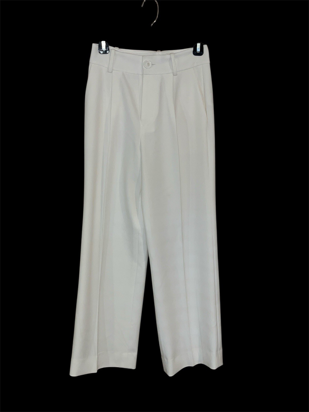 Alice + Olivia wide leg pant off white cropped front pleat size 0 career work