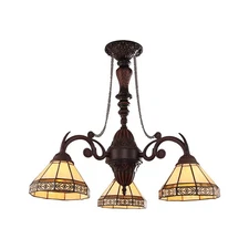 Chloe Lighting BELLE Mission Tiffany-Style Blackish Bronze 3 Light Mini Chandeli